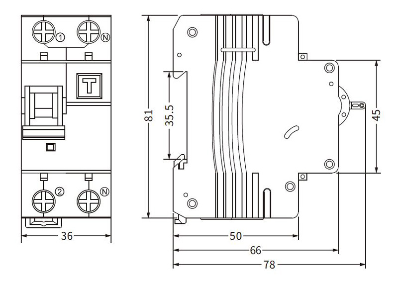 EKL3-40 漏电断路器外型尺寸(mm)
